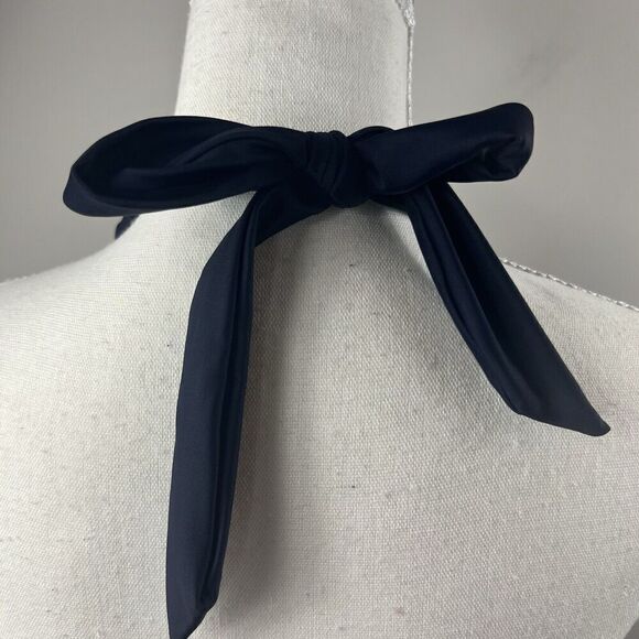 J. Crew Halter Wrap Swim Dress Size 6 Navy Blue Swimsuit - Picture 7 of 12
